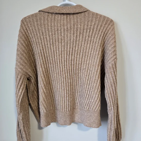 William Rast Ribbed V-Neck Sweater in Tan - Picture 2 of 3